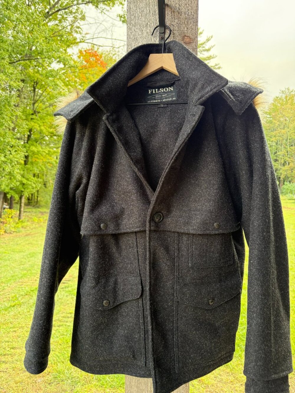 Mens Filson Double Mackinaw Hooded Jacket Medium